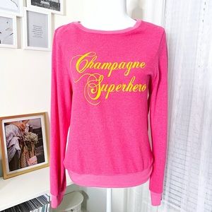 Wildfox Champagne Superhero Sweatshirt NWT XS